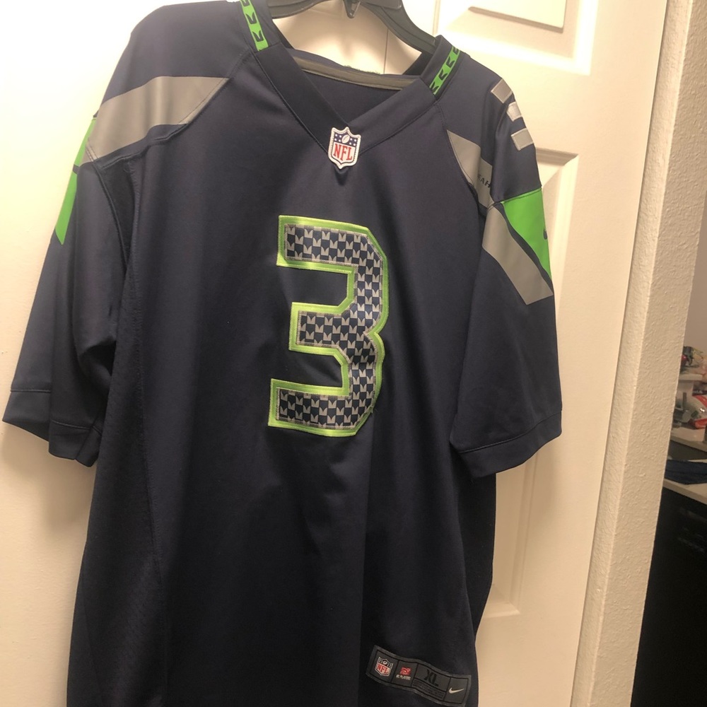 Nike On Field NFL Authentic Seattle Seahawks #3 Wilson Fan men's Blue Jersey